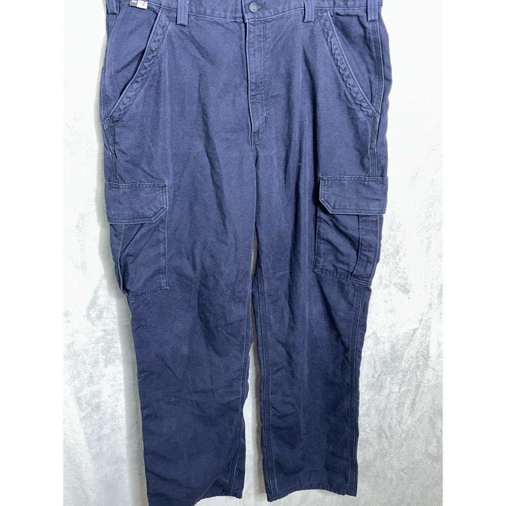 Carhartt FR Cargo Pants Mens 36x32 Blue FRB240 Original Fit Utility Cat 2